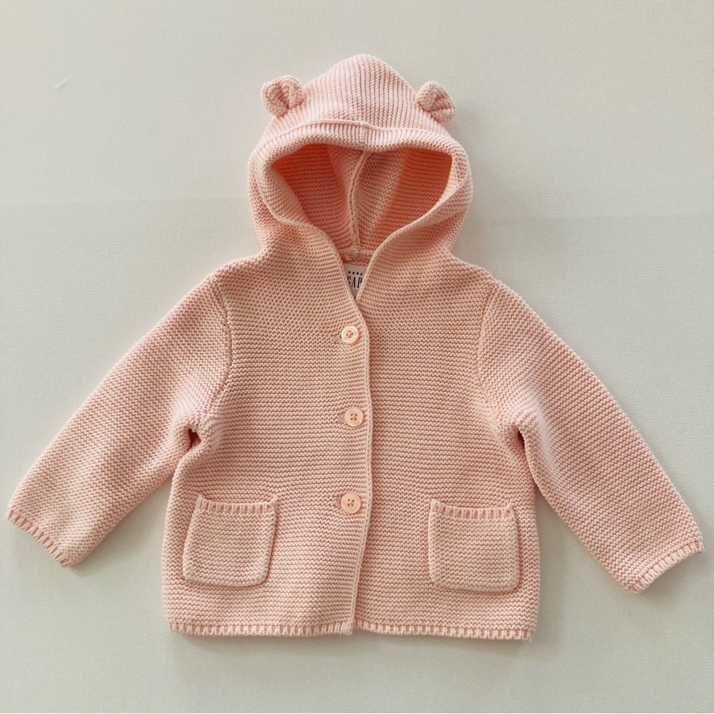 Gap Baby Girl 6-12 Months Pink Hooded Cardigan NWT